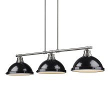 Golden 3602-3LP PW-BK - Yep by Golden Lighting Duncan 3-light Island Light in Pewter and Black shade